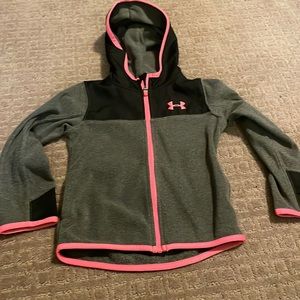 Girl Under Armour gray jacket with hot pink trim size 4